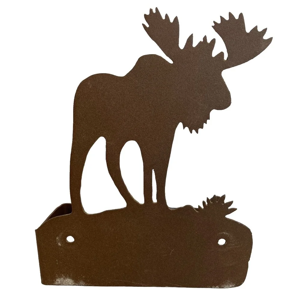 Vtg Metal Moose Light Switch Plate Cover & Toilet Paper Holder Cabin Camp Decor